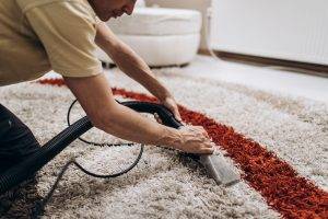 Process Of Deep Carpet Cleaning, Dirt Removing.